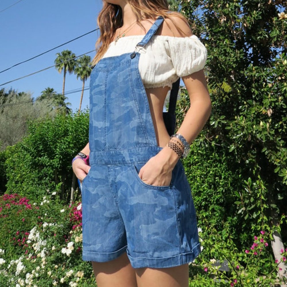 Rails Blue Camo Chambray Mia Overalls